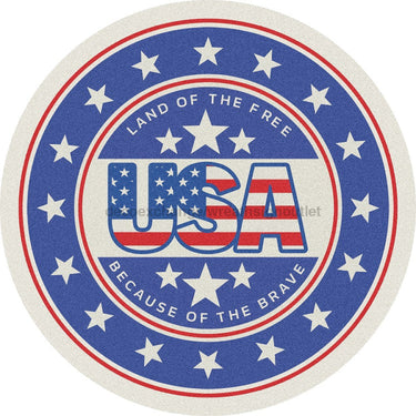 Wreath Sign, Land of The Free, USA Sign, Round Patriotic Sign, DECOE-484, Sign For Wreath, DecoExchange - DecoExchange